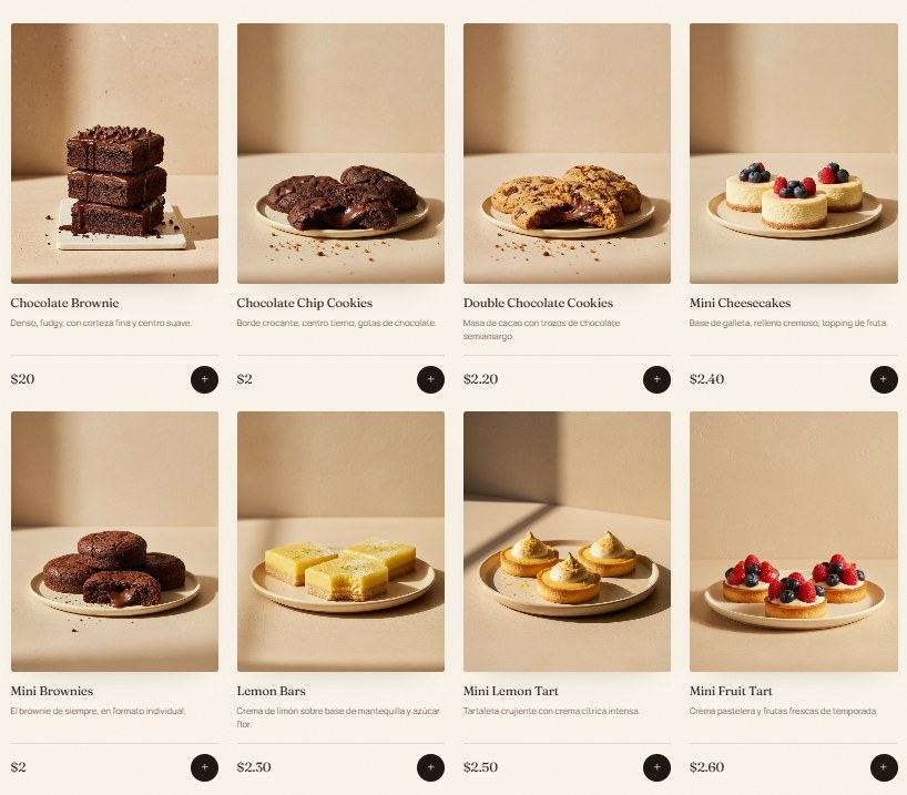 Grilla de productos — Pastelería y Postres