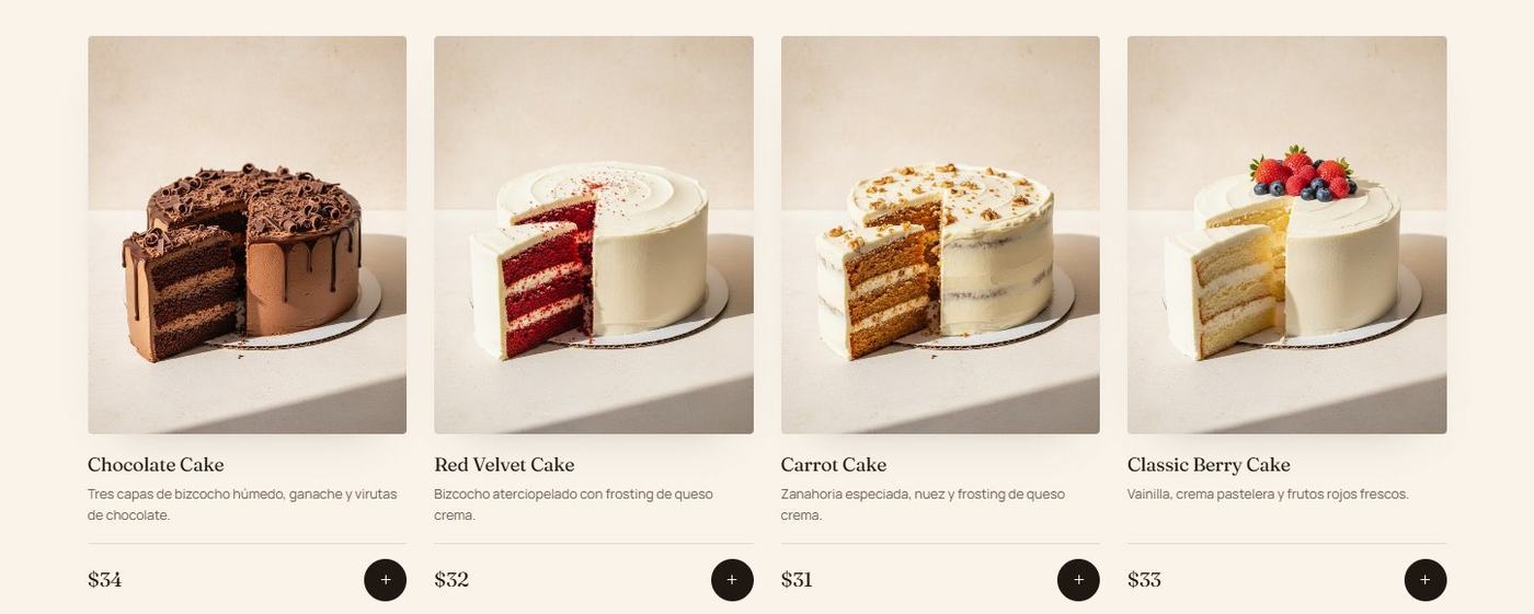 Grilla de productos del catálogo — Tortas